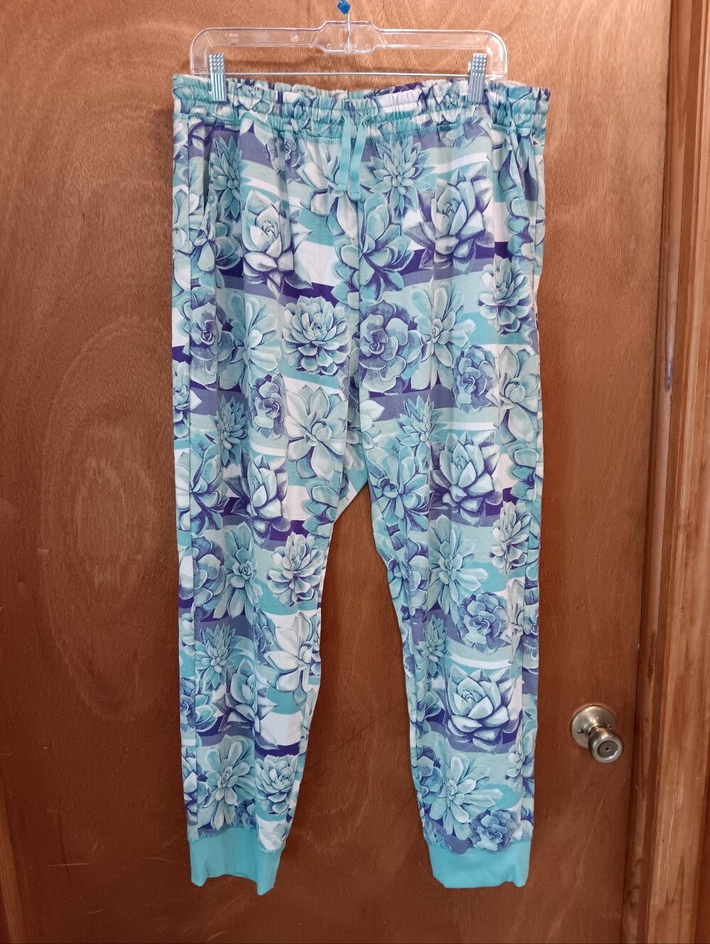 LuLaRoe aqua, teal & purple floral lounge pants